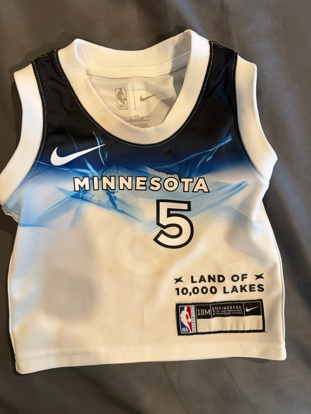 Nike Kids Minnesota Basketball Jersey in White & Blue